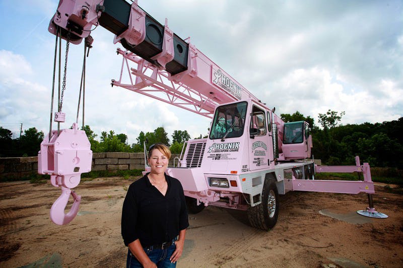 Terex Truck Crane Painted Pink for Breast Cancer Awareness