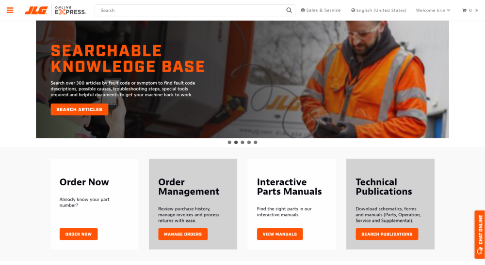 JLG Offers New Searchable Digital Knowledge Base for Technicians