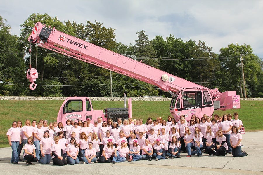 Terex Donates Pink Paint Job on Truck Crane in Support of Breast Cancer Awareness and Research | Construction News