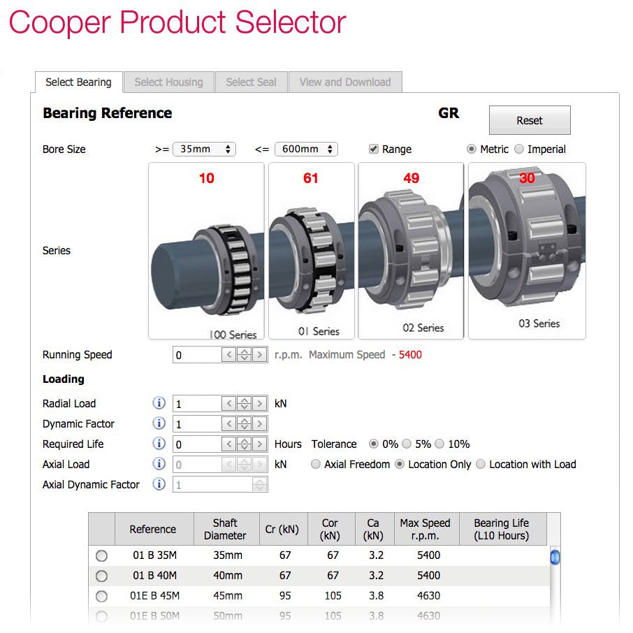 Cooper Bearings Unveils Web-Based Selector | Construction News