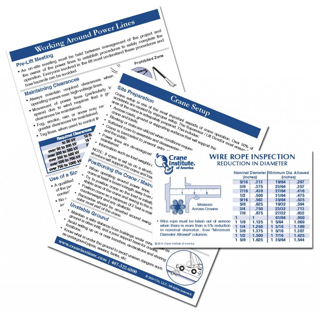 Crane Institute of America Releases Ready-Reference Cards | Construction News