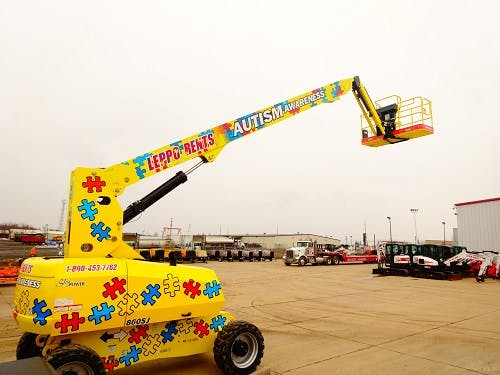 Leppo Rents Raises Breast Cancer, Autism Awareness with Boom Lifts